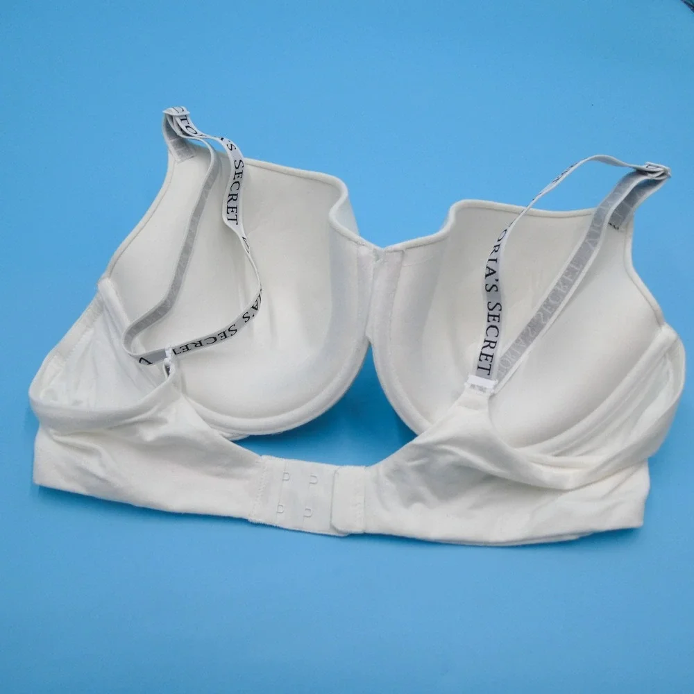 Victoria's Secret Bra Womens 40C Logo Strap White Padded Cotton Modal Lingerie‎